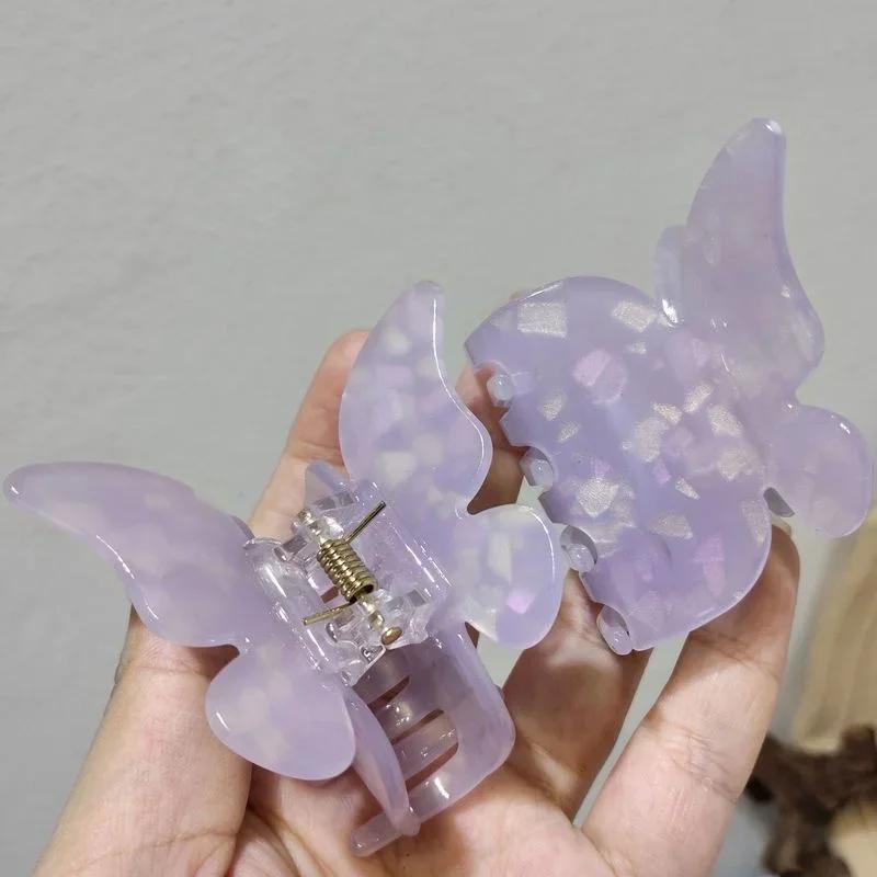 Transparent Clip Purple Butterfly Hairpin Ladies Acrylic Hairpin Sweet Accessories Beauty Styling Tools