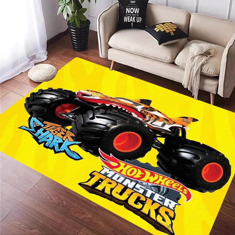 H-Hot Wheels-Themed Large Carpet Mat for Bedroom and Living Room Decor Stylish Area Rug Long Hallway Entryway Doormat Durable