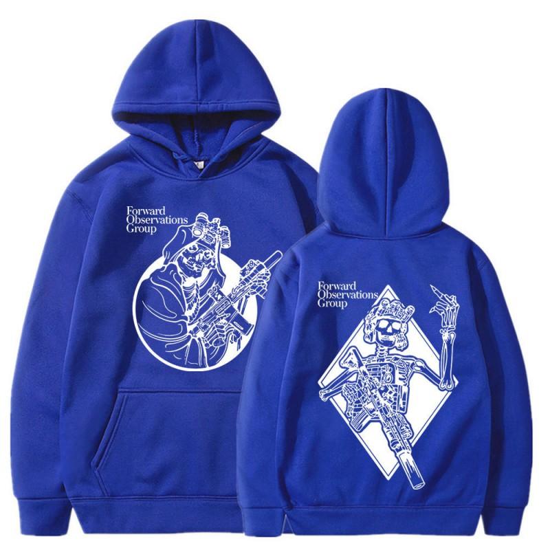Punk Skeleton Graphic Hoodie Men Streetwear Casual Long Sleeve Pullover Hooded Sweatshirt