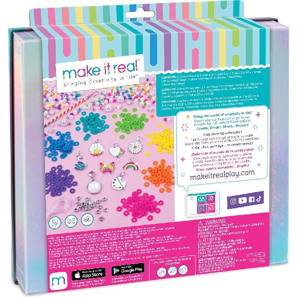 Make It Real: Rainbows & Pearls DIY Jewelry - Make 8 Fashionable Bracelets Using Awesome Rainbow Themed Charms & Beads, 598 Pieces Included, Kids
