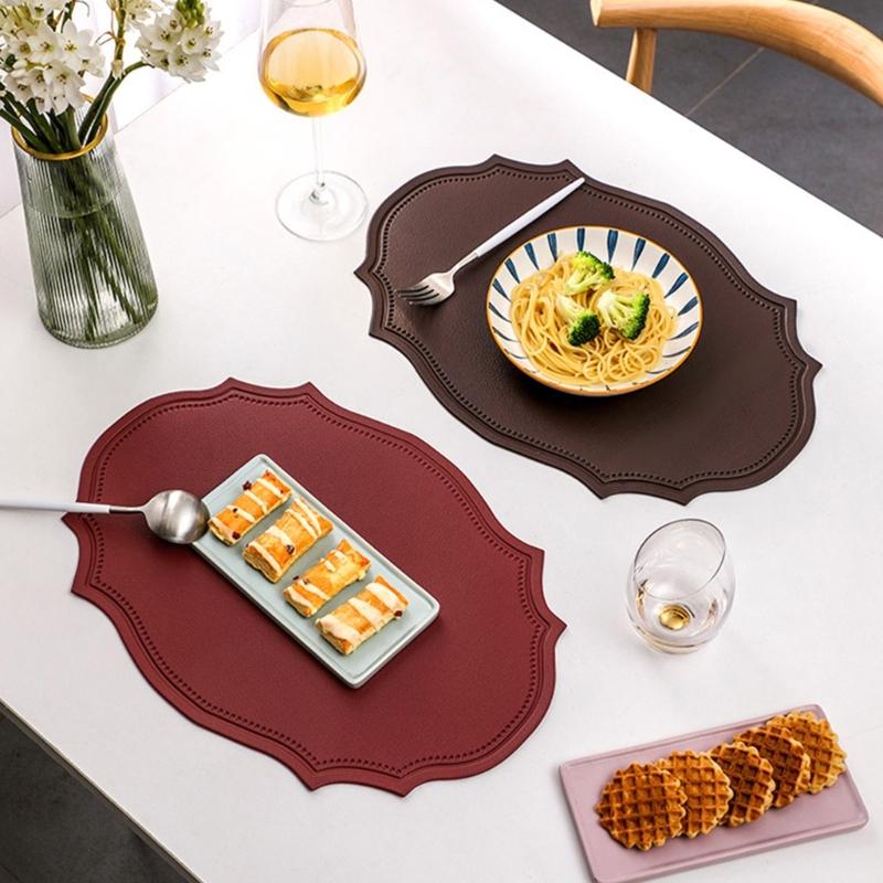 PVC Place Mats Kitchen Dining Table Mats Steak Pad Anti-scalding Insulation Pads INS Style Oval Shaped for Home Kitchen