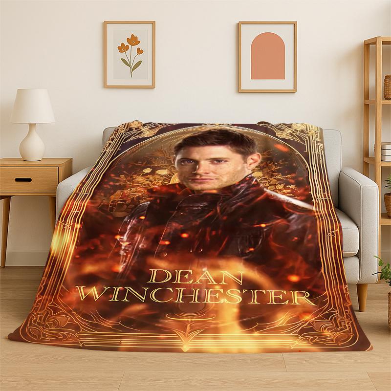 

SPN Supernatural Dean Sam TV Flannel Blanket Soft Warm Throw Blanket for Bedroom Living Room Bed Travel Camping Picnic Kid 75x90cm