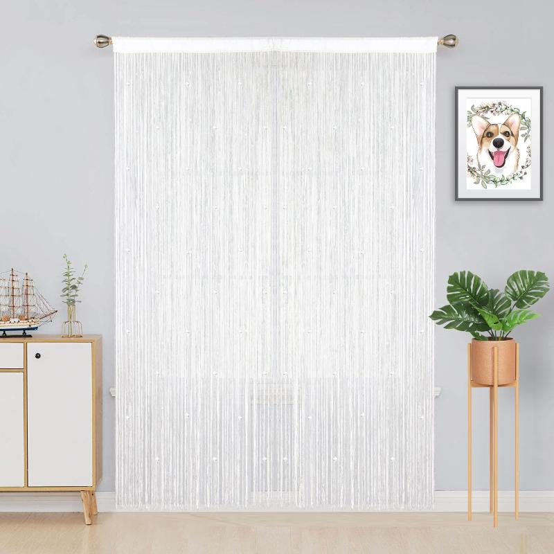 2pcs String Curtains Glitter Fringe Curtains for Window 39 X 79 Inch Door Divider Strip Tassel for Wedding Living Room Bathroom Coffee Shop