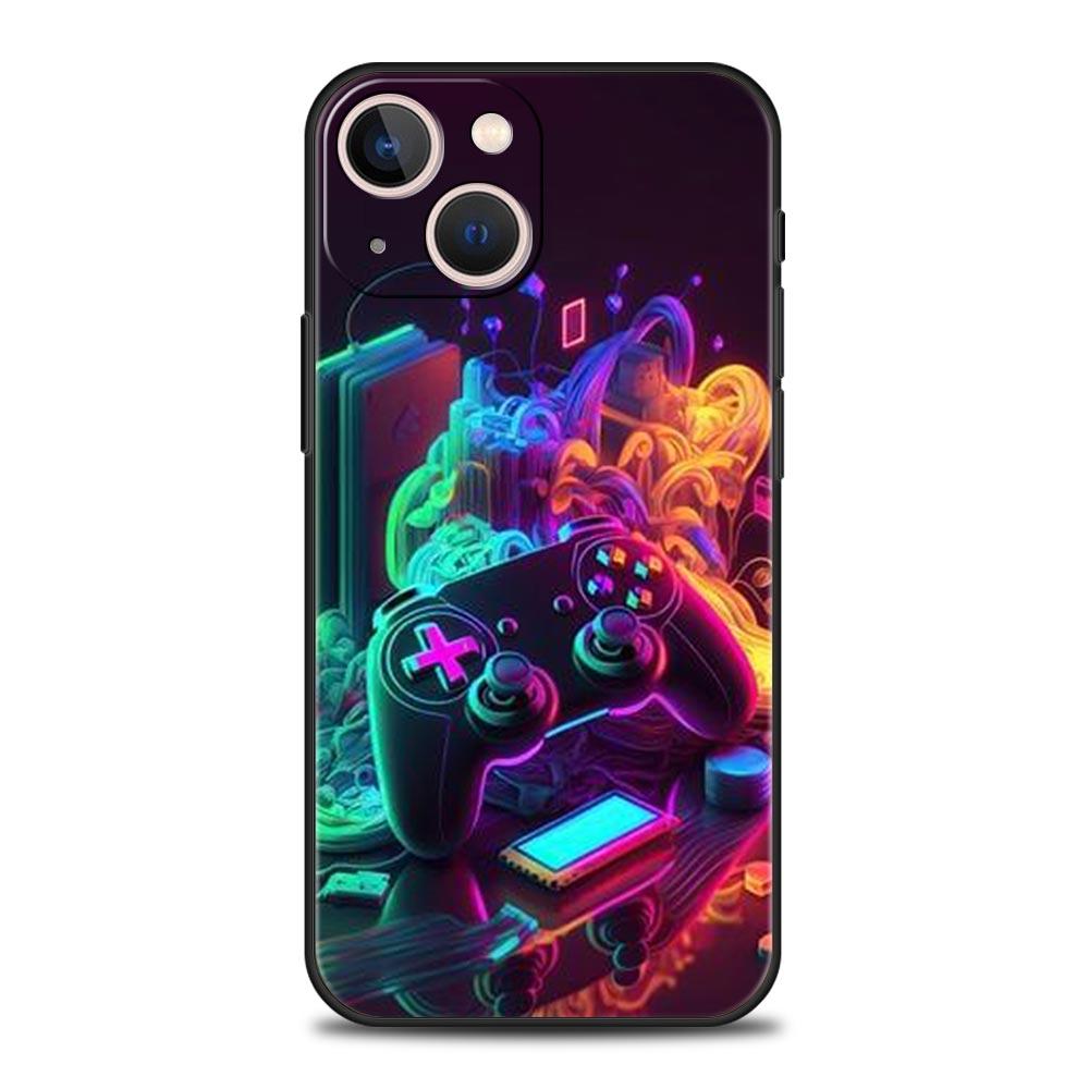 Game Controller Graphic Phone Case For iPhone 17 16 15 Pro Max 11 12 13 14 7 8 Plus SE 2020 X XR XS Cover Soft Black
