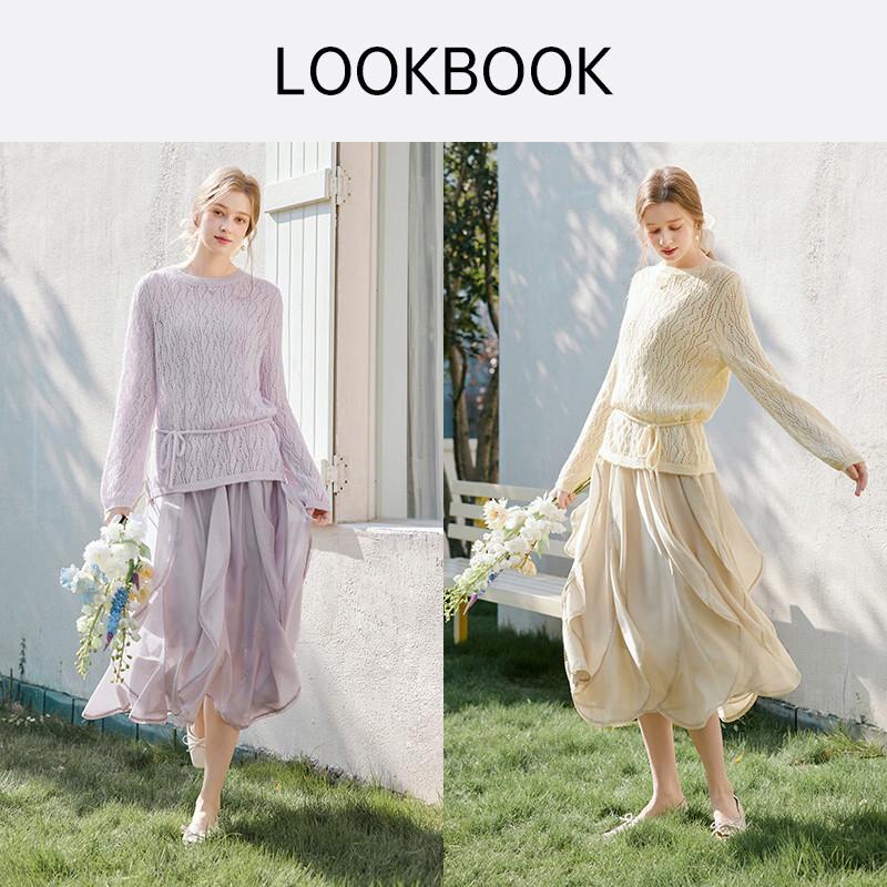 French Style Hollow Knit Two-Piece Dress Set