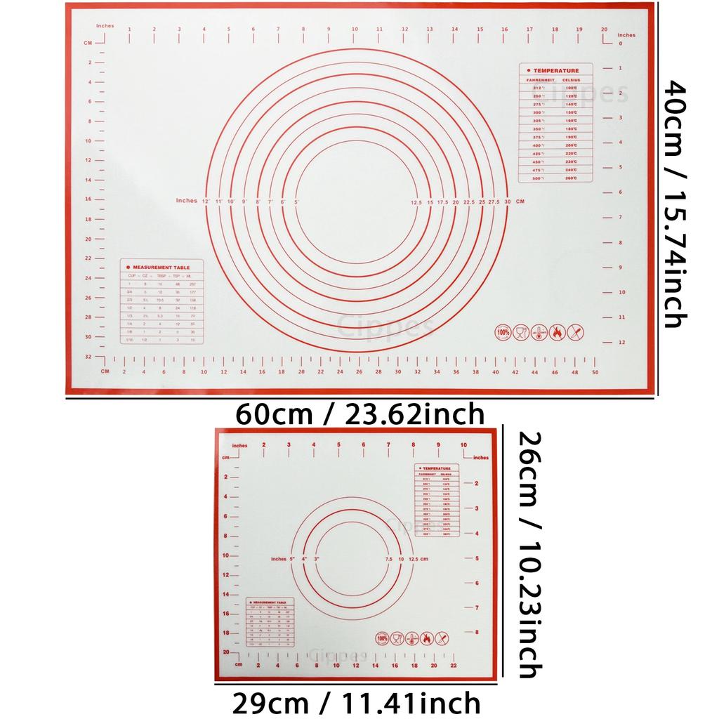 Silicone Baking Pastry Mat Non Slip Nonstick Rolling Kneading Pad With Measurements Kitchen Pizza Dough Cooking Maker Bakeware