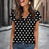 Blusas Femininas de Cetim Manga Curta Camisa com Decote V Looks Business Casual
