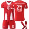 2025-26 Bayern Home #25 MÜLLER Sport Training Jersey Set with Socks Teens Kids Adults Custome Name Football Kits