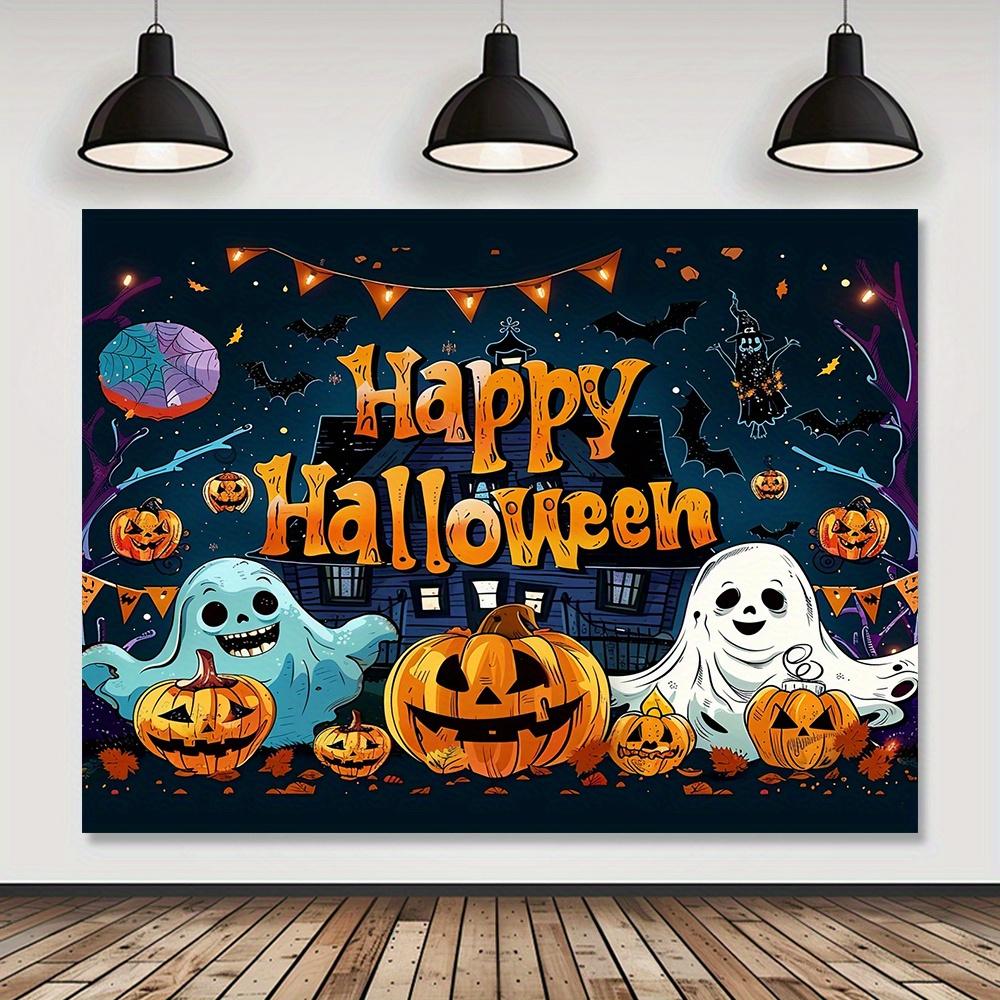 2D Banner 1 piece, Halloween Photo Booth - Ghost and Pumpkin decorations, suitable for party and home decor