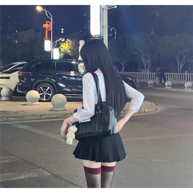 Chic Waist-Hugging JK Style Long Sleeve White Shirt - Versatile Slimming Winter Fashion for Women