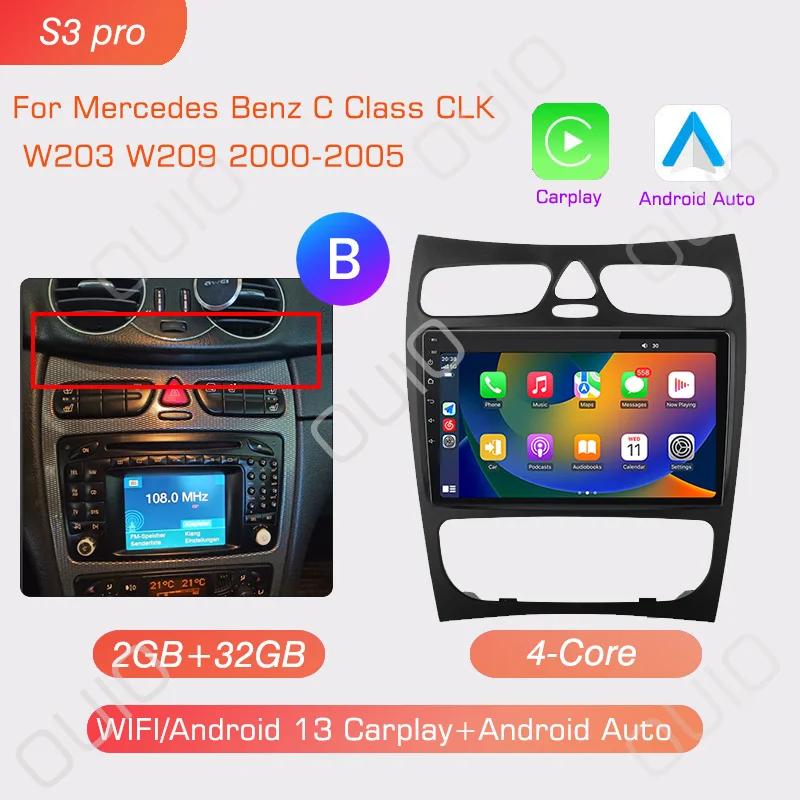 Android 13 Radio For Mercedes Benz C Class CLK W203 W209 2000-2005 Car Stereo Multimedia Player Carplay Auto GPS Navigation 2DIN