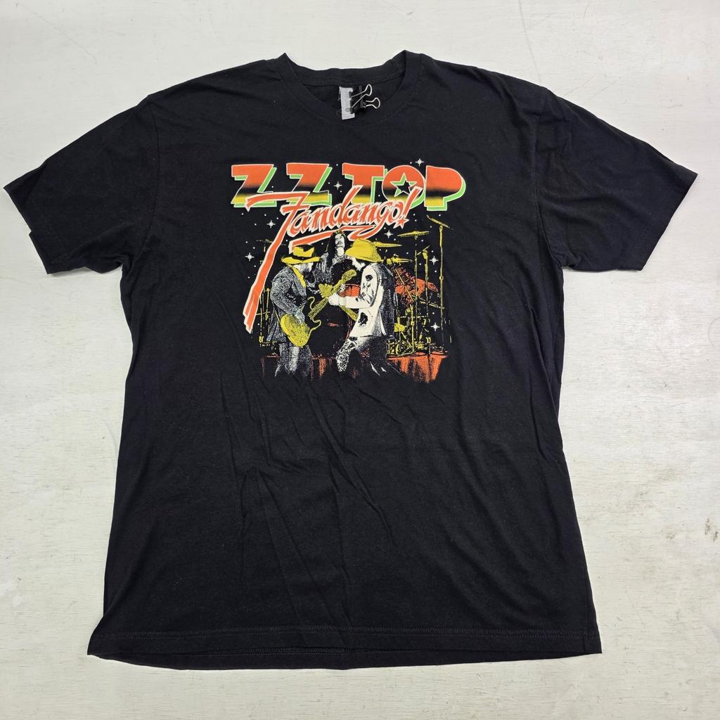 ZZ Top Fandango Rock Band Maglietta Nera Tour Musicale Rock N Roll Barba Uomo XL