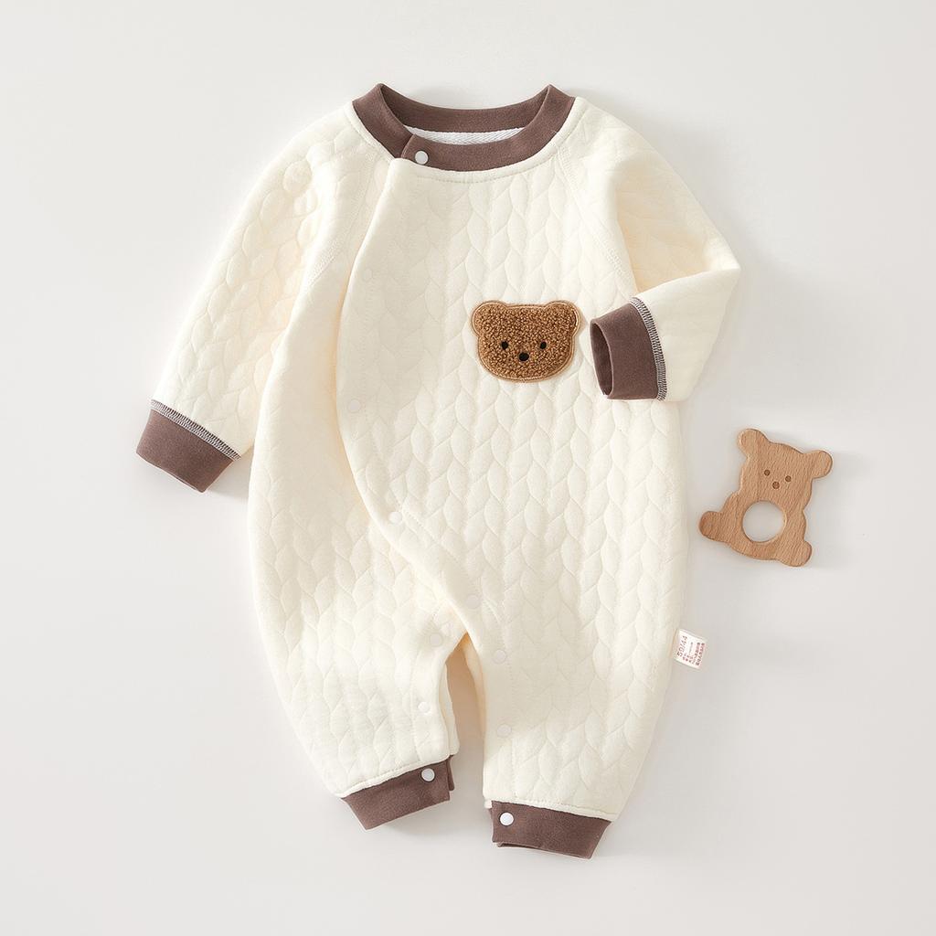 Newborn Infant Quilted Romper Warm Cotton Onesie Autumn Winter Baby Jumpsuit Soft Inner Wear Clothes
