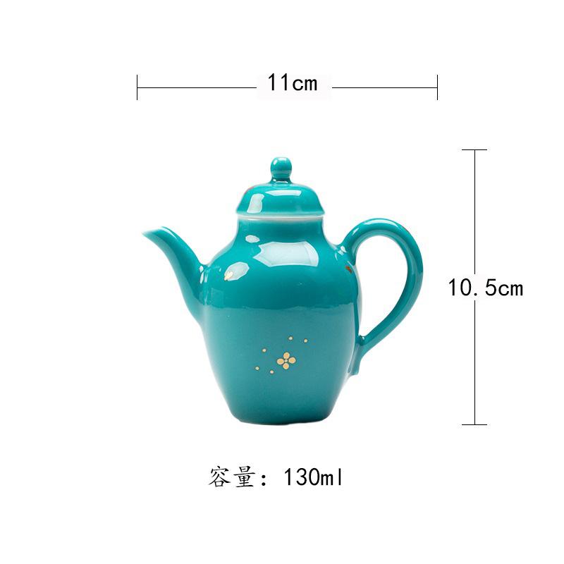 

130ml Turquoise Green Sprinkle Gold Teapot Traditional Tea Infuser Pot Tea Soaking Kettle With Strainer Puer Cafes Decoration