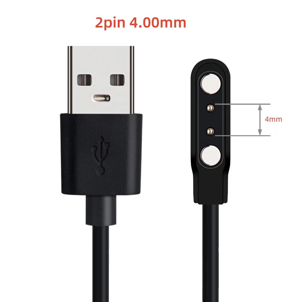 

Universal 2Pin 4mm 7.62mm 4Pin Strong Magnetic Charge Cable USB Charging Line Cord Black White for Smart Watches