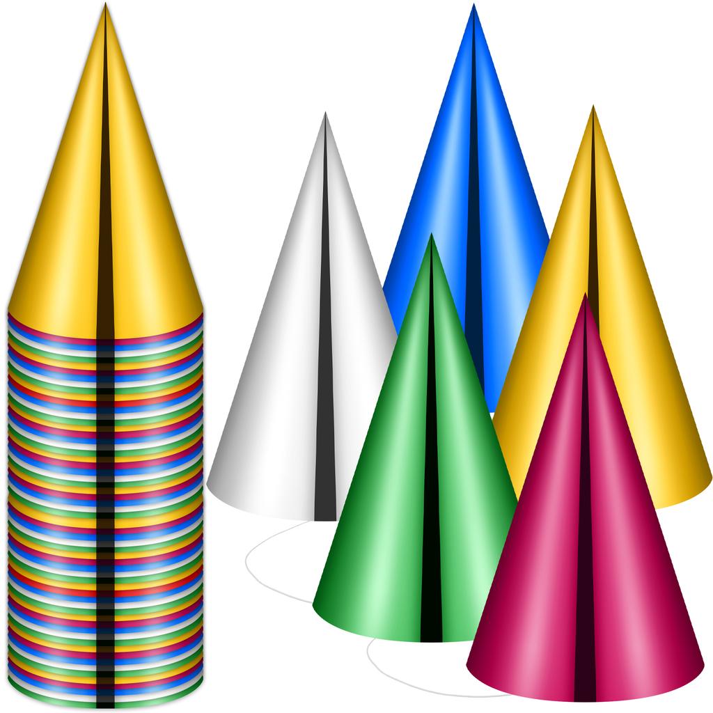 Cone Party Hats Colorful Metallic Foil Birthday Cone Hats Bulk Metallic Foil With Elastic String Set In 5 Colors
