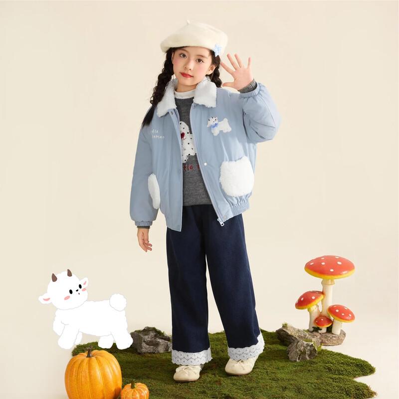 Girls' Cartoon Lamb Pattern Padded Winter Coat