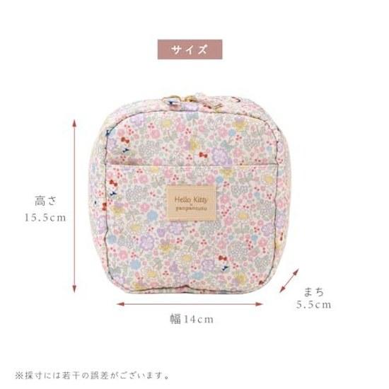 Panpantutu Square Makeup Pouch (Hello Kitty) Sanrio Cosmetic Travel Small Item Storage Womens Stand-Up Possible