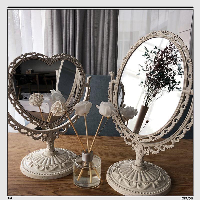 Specchio da Trucco Ovale Stile Europeo Vintage Specchio da Trucco Rotante a 360 Gradi Specchio da Trucco da Scrivania Decorazione per la Casa Regalo