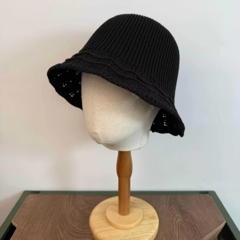 New Wave Pattern Knitted Fisherman Hat Sun Protection Splicing Women Sun Hat Breathable Foldable Beach Hat Summer Sunshade