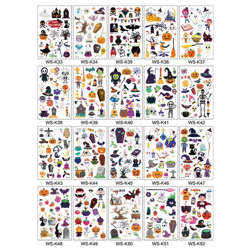 Waterproof Halloween Cartoon Tattoo Stickers for Kids - Pumpkin Magician Theme