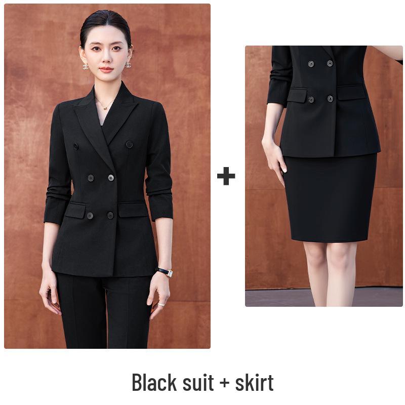 Women's High-End Double-Breasted Suit Set: New Spring/Autumn Style, Perfect for Professional and Formal Look
