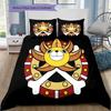 One Piece Jolly Roger Logo Pattern Bedding Quilt Set Quilt Cover Pillowcase Home Birthday Gift(1 * duvet cover + 2 * pillowcase, without core)