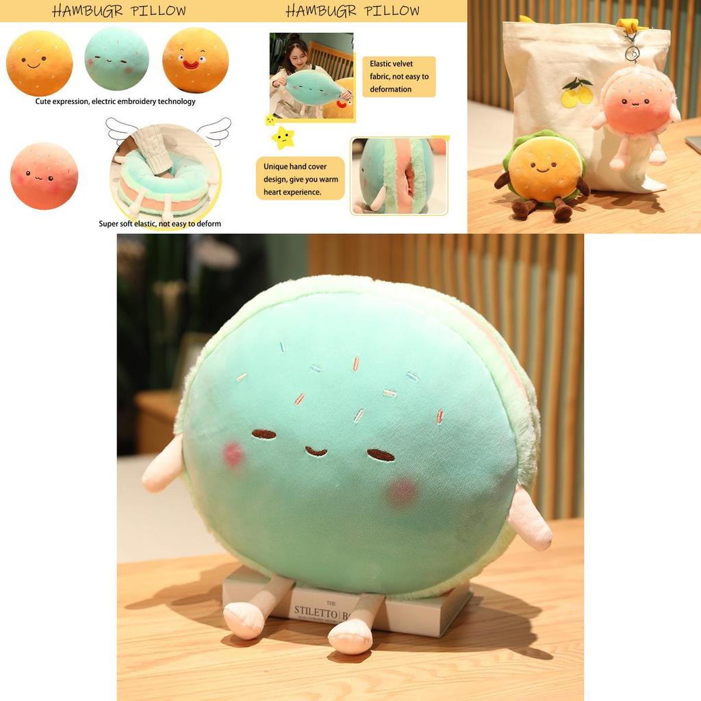 Hamburger Plush Toy With Pp Cotton Soft Filling For Kids Gift And Cozy Hand Warmer