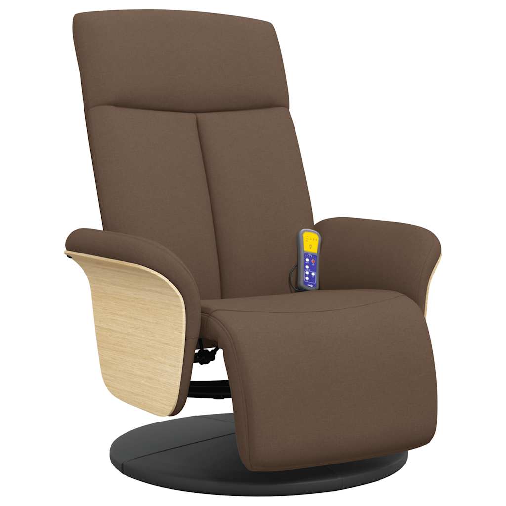 Massage Chair with Footrest Brown Fabric