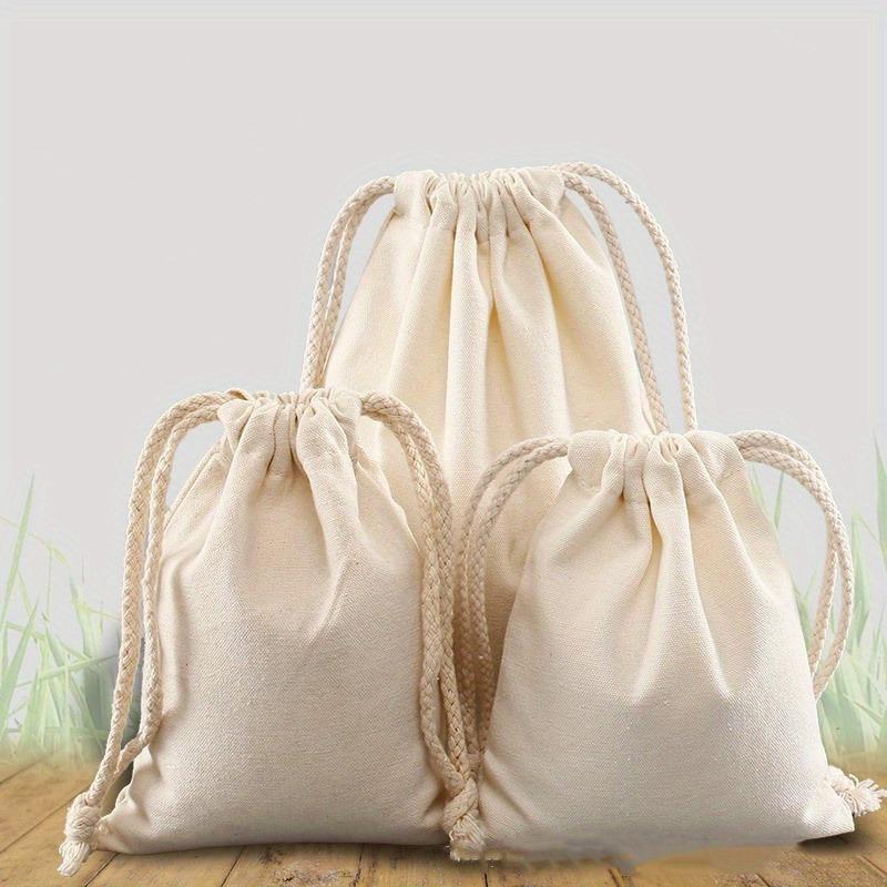 Canvas Drawstring Bag, Versatile Cotton & Linen Storage for Rice, Grains, Outdoor Travel, Shopping & Gifts, Retail Equipment