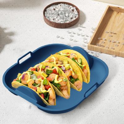 Suport Taco din Silicon Farfurii Taco Reutilizabile cu 4 Compartimente și Mâner Tava pentru Servit Taco Sigură pentru Mașina de Spălat Vase, Cuptorul cu Microunde, Cuptor