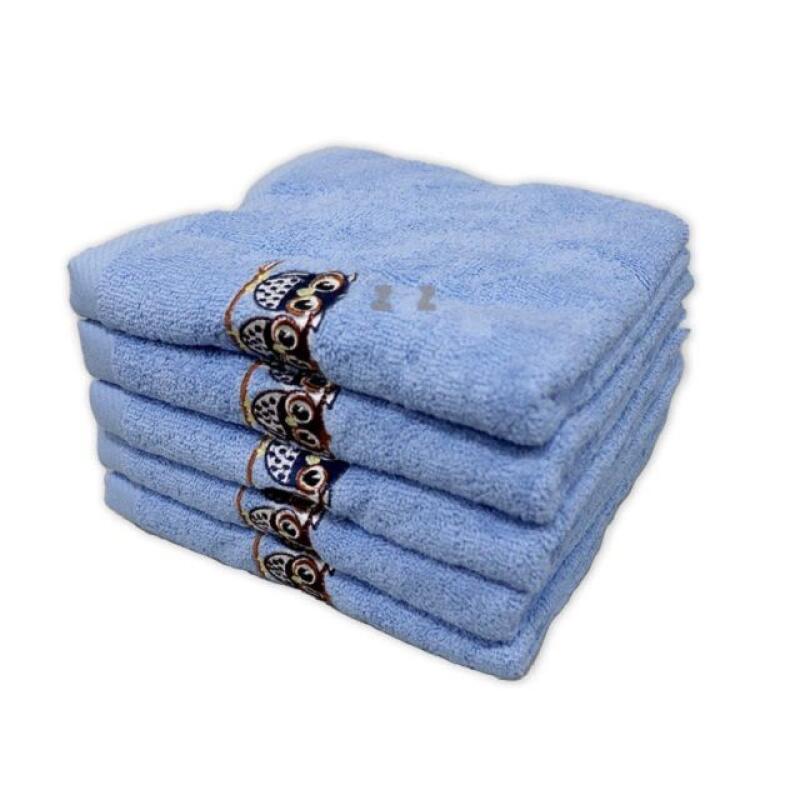 

150g 5-pack 100% Cotton Owl Face Towels for Home Use [WC67D32]