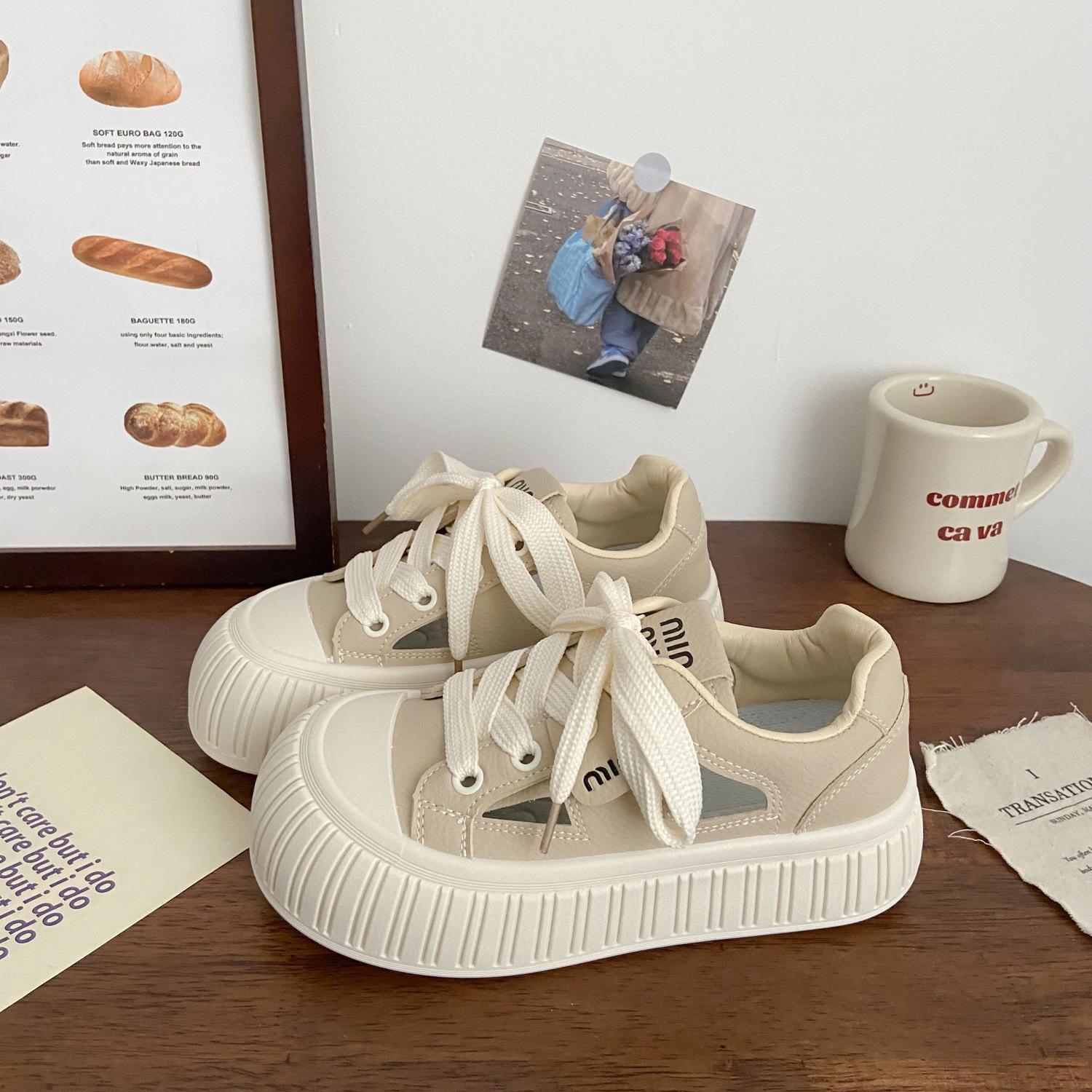 

Hollow white shoes women s 2025 spring and summer new board shoes women s big head thick sole breathable casual explosive sports shoes tide 40 хакі