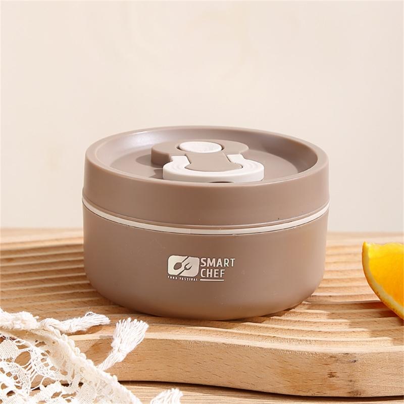 Portable Soup Container with Silicone Sealing Rings, Buckle Lid, and Fold-Down Handle, Leak Proof Hot Food Jar for Outdoor Picnics, Camping, School