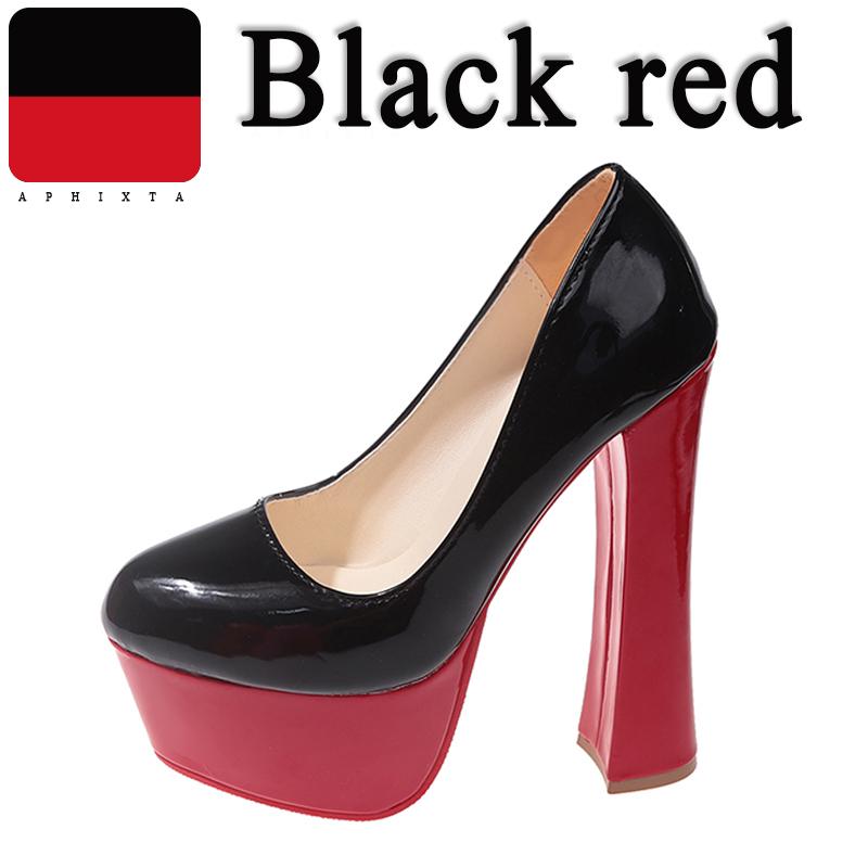 Fashion Aphixta Super High Heels 16.5cm Chunky Heels 5.5cm Platform Pumps Double Color Blocking Women Party Dance Pumps