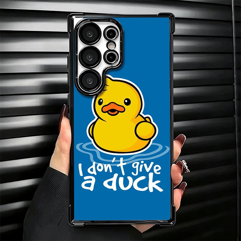 Funny Cute Cartoon Duck Plating Phone Case For Samsung Galaxy S24 S25 FE S26 Edge S23 Ultra S22 S21 Plus S20 Anti-Fall Airabag C