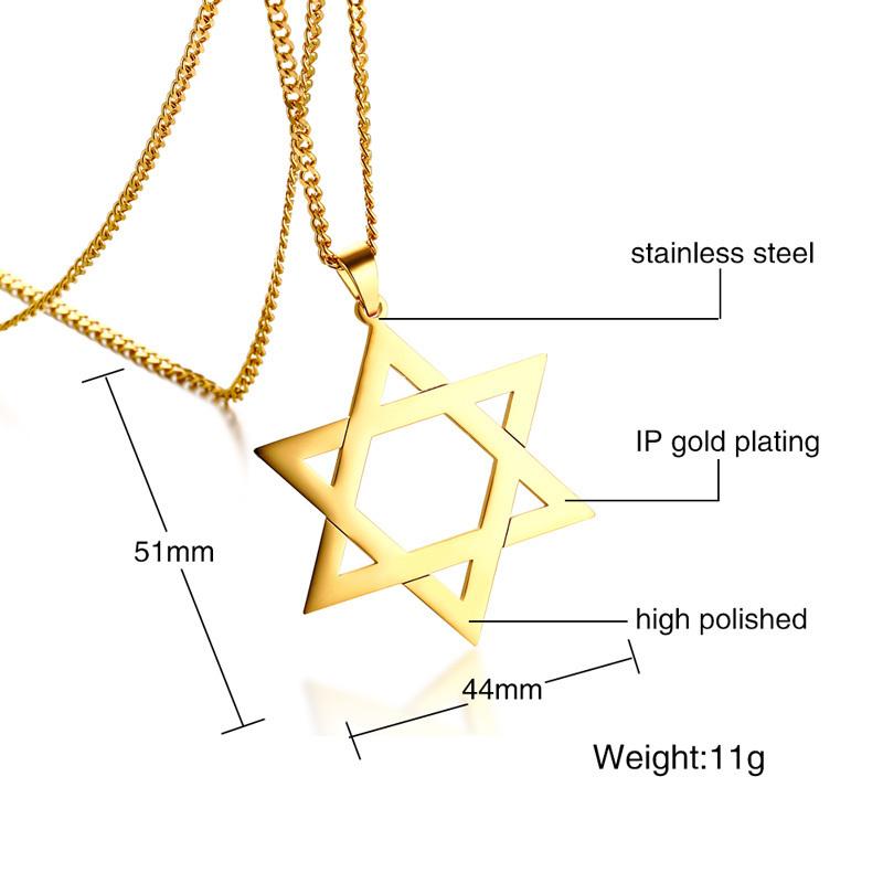 Vnox Trendy Hexagram Pendant Necklace for Man High Quality Stainless Steel Star of David Shape 24" Link Chain Male Jewelry