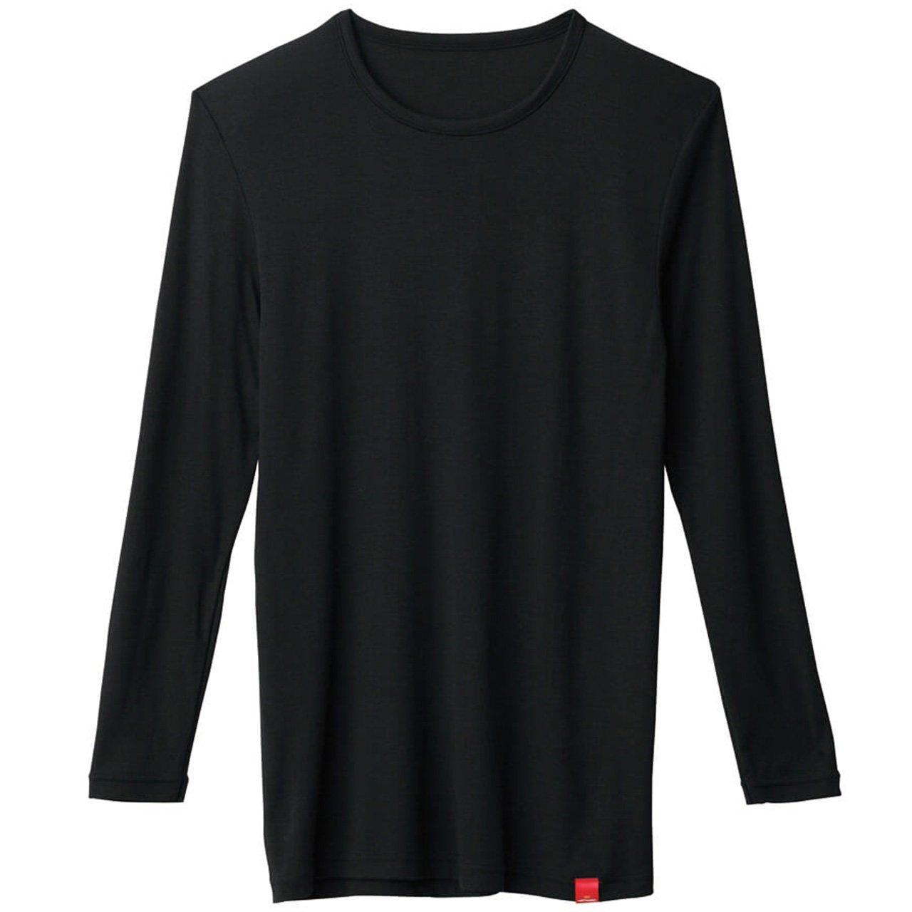 

Gunze Hot Magic Inner Soft and Crew Size M Shirt, Warm, Neck, 3/4 Sleeve, MH1908, Men s, Black, чёрный