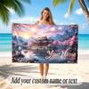 Floral Garden Theme Soft Beach Towel Personalized Custom Name Text Towel Portable for Beach Pool Travel