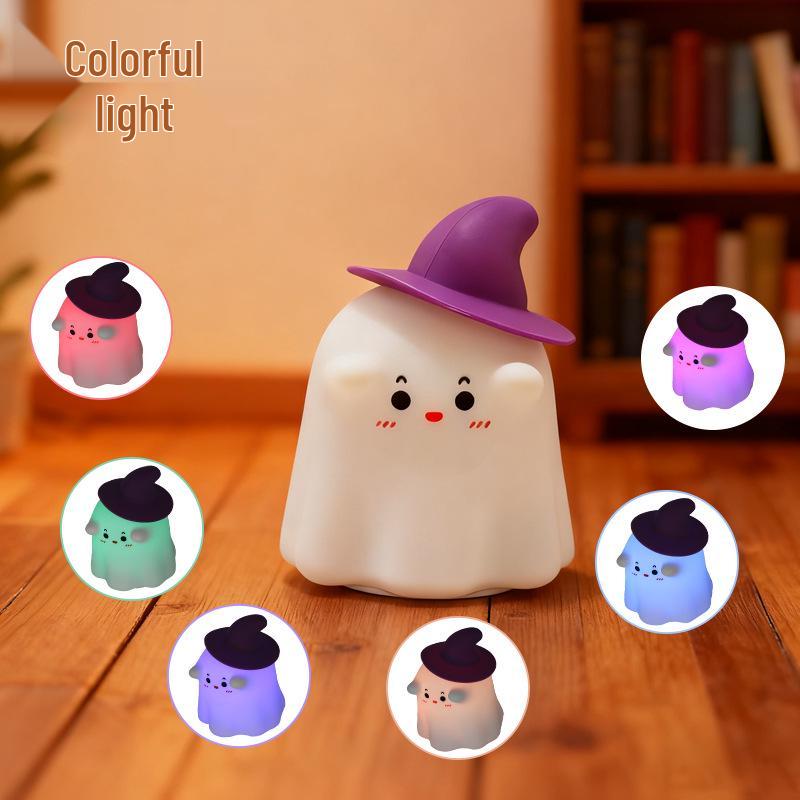 Halloween Wizard Rechargeable Silicone Night Light with Timer and Seven-Color Atmosphere