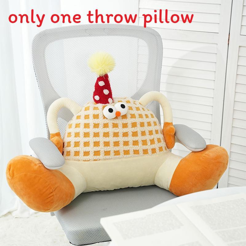 Cartoon Monster Plush Cushion With Soft Sherpa Cover For Lounge And Bed Decor