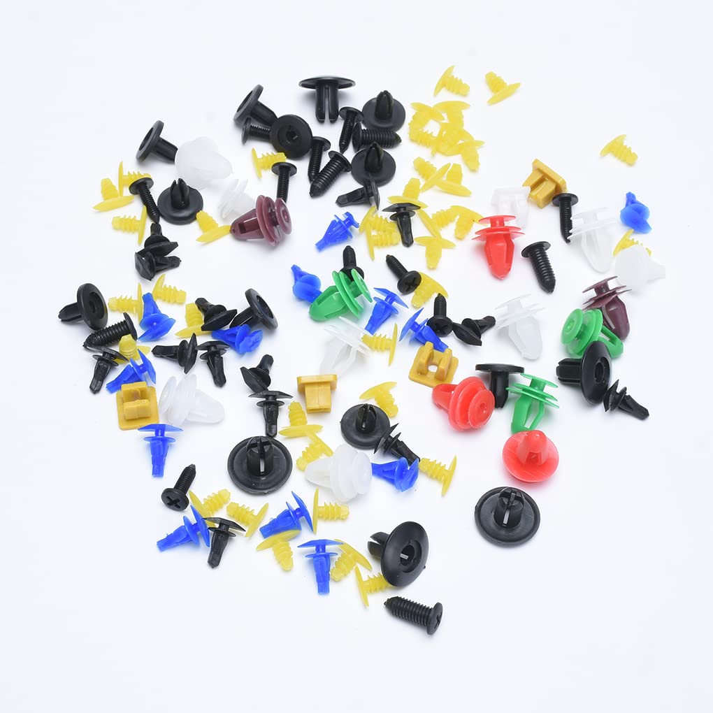 Generic Color Size Random Universal Fender Retainer Clip Vehicle Rivet Door Panel Trim Splash Shield Push Pin Accessories, 100pcs