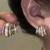 1Pair Fashion Micro Diamond Claw Geometric Earrings Women's High Sense French Temperament Versatile Stud Earrings