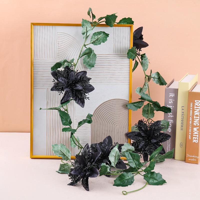 Christmas Decor Artificial Garland With Faux Flowers For Home Holiday Festive Atmosphere