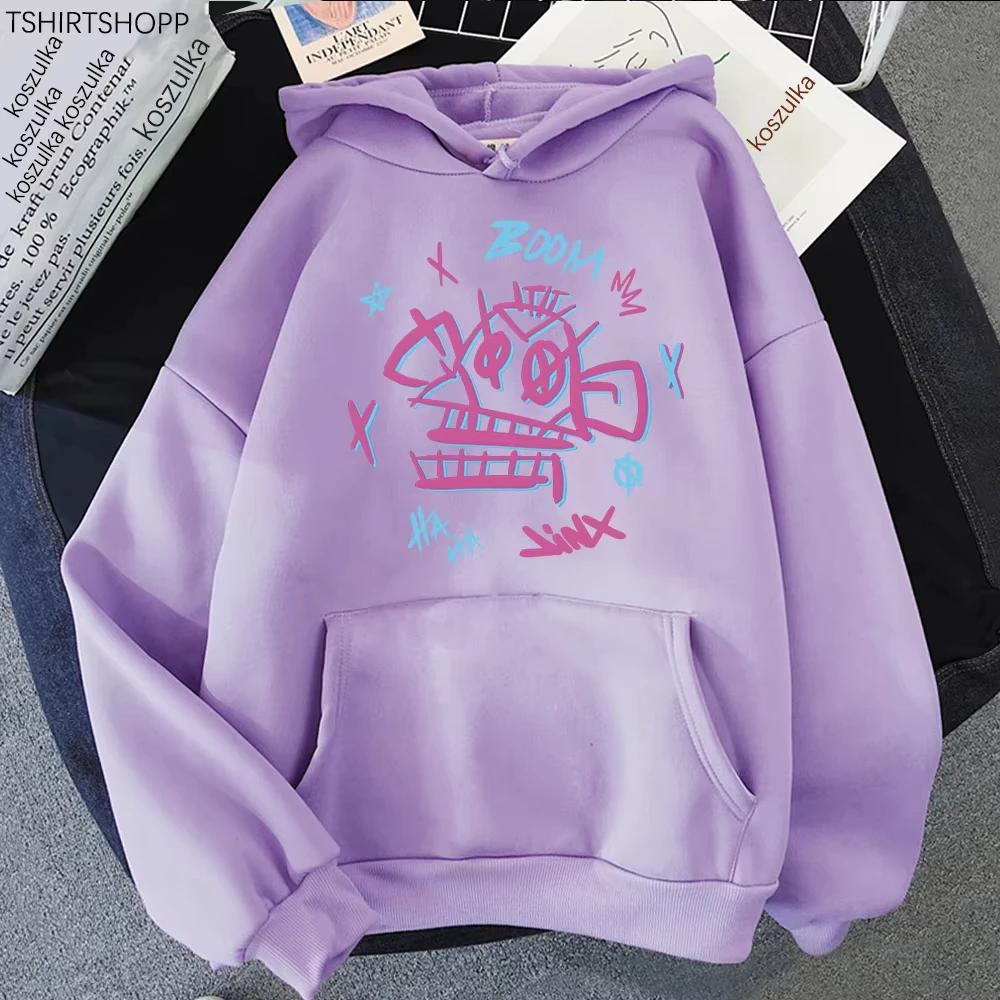 2025 Arcane Ekko and Jinx Hoodie Fashion Women Harajuku Aesthetic Anime Vi Hoodies Unisex Cartoon Casual Vintage Pullover Sweats