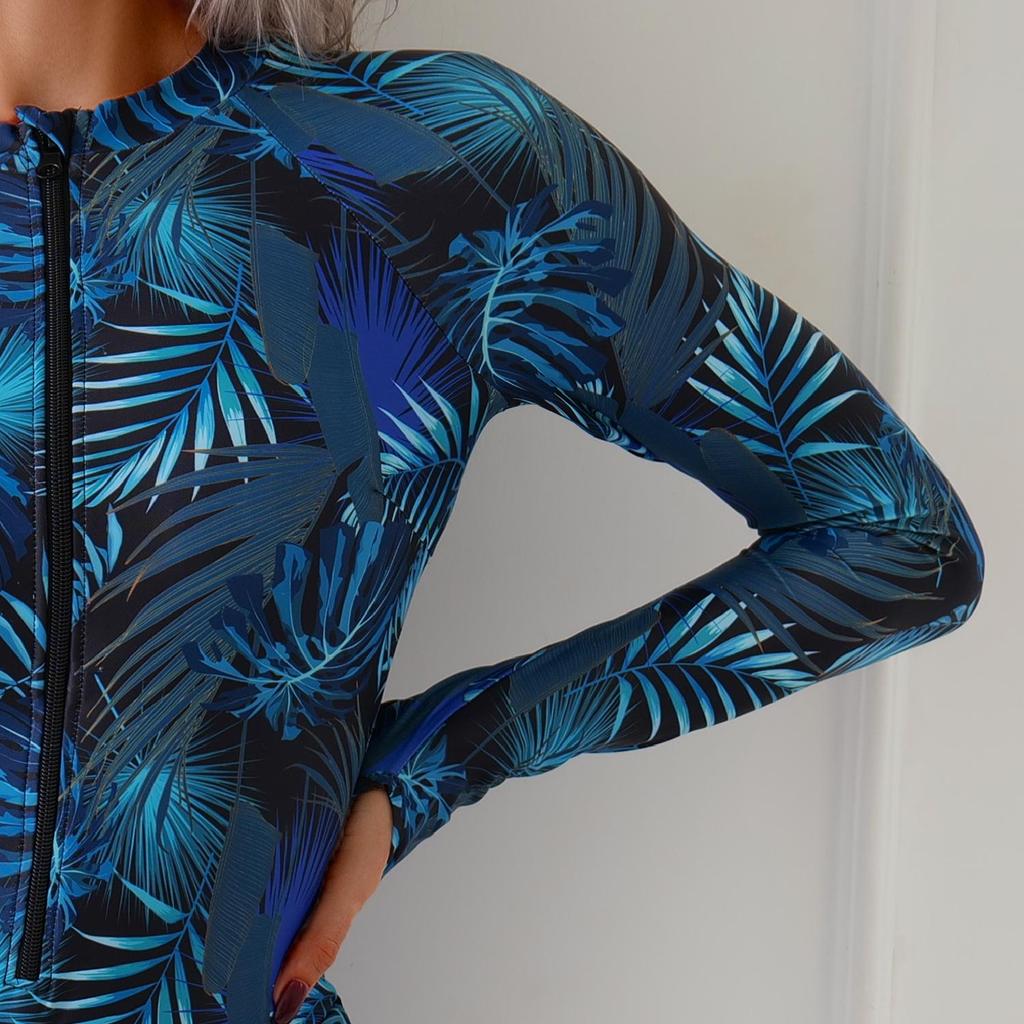 Costume da Bagno da Surf a Manica Lunga con Zip e Protezione Solare - Costume da Bagno Donna Europeo e Americano