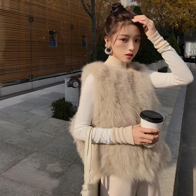 Imitation fur vest women's autumn and winter new short imitation fox fur vest vest vest jacket