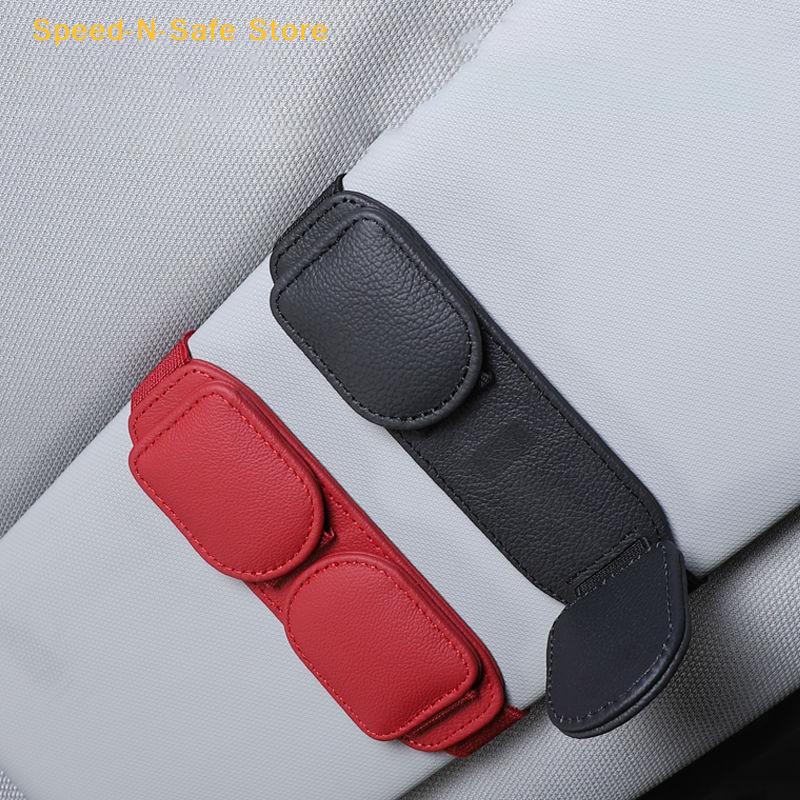Leather Magnetic Eyewear Holder for Car Visor Sunglasses Clip Quick Installation Eyeglass Storage for Driving Convenience