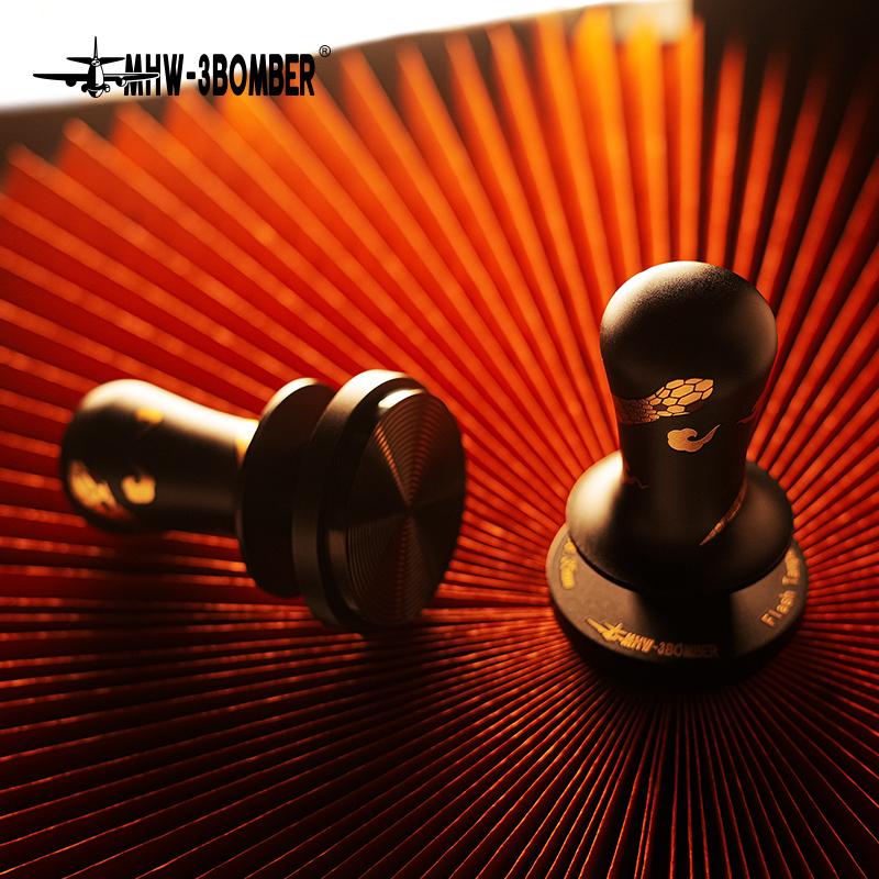 MHW-3BOMBER 58.35mm Coffee Tamper 3-Springs 30lbs Espresso Tamper Flat/Thread Base Adaptive Depth Tamping Coffee Accessories