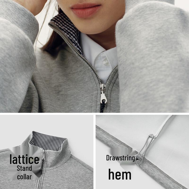 Semir Damen Oversize Kariertes Stehkragen Kordelzug Sweatshirt